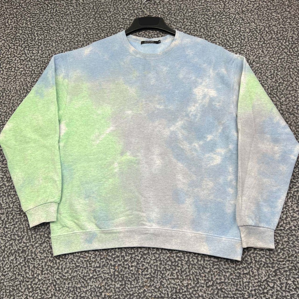 Elyse Walker Sweatshirt Men Large Blue Green Cloud Wash Fleece Tie Dye Pullover